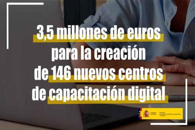 Educación, Formación Profesional y Deportes destina más de 3,5 millones de euros a la creación de 146 nuevos centros de capacitación digital
