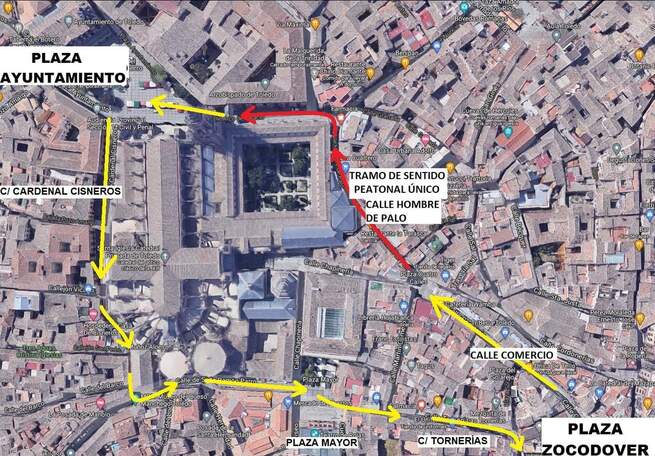 Se establece en Toledo un circuito peatonal de sentido único de Zocodover al Ayuntamiento para garantizar la seguridad 